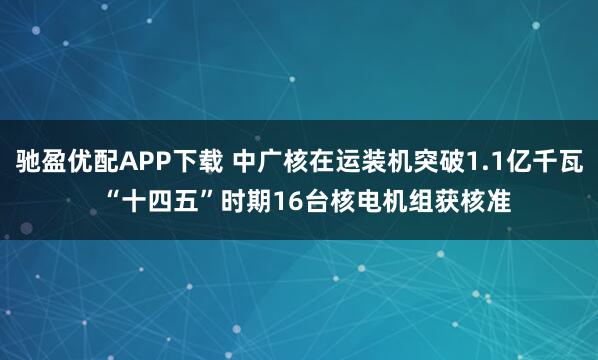 驰盈优配APP下载 中广核在运装机突破1.1亿千瓦  “十四五”时期16台核电机组获核准